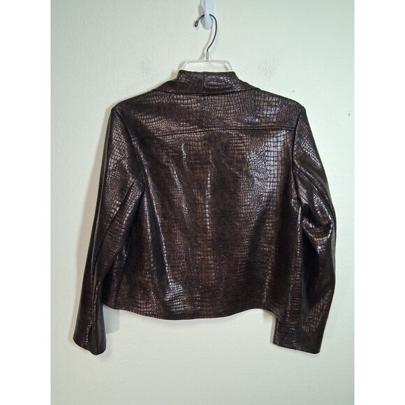 IN Studio Jacket Blazer Reptile Animal Print Y2K Edgy Grunge Business Casual PM - Picture 2 of 6